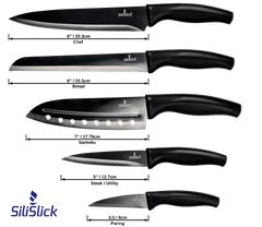 Kitchen Knife Set Kit | Red Magnetic Rack & Portable Sharpener