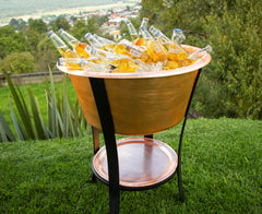 24" Round Bucket Hammered Copper Cooler